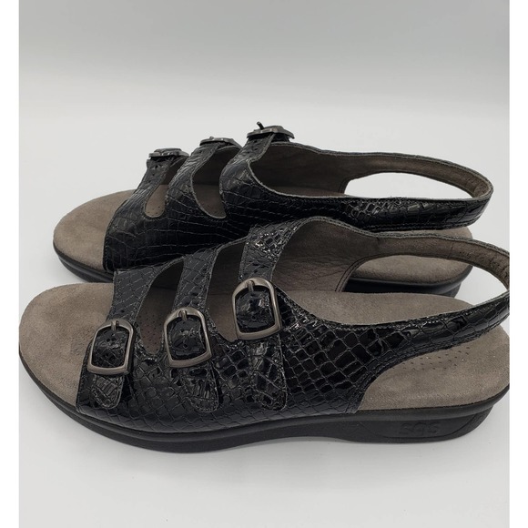 SAS Tripad Comfort Women Trio II Triple Strap Sandals Croc Embossed Black. 7.5 W - Picture 3 of 7